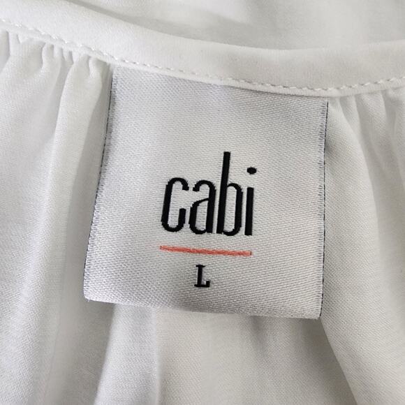 CAbi Women Snap Blouse Sleeveless Large White Sheer Lightweight Business Neutral - Picture 7 of 9